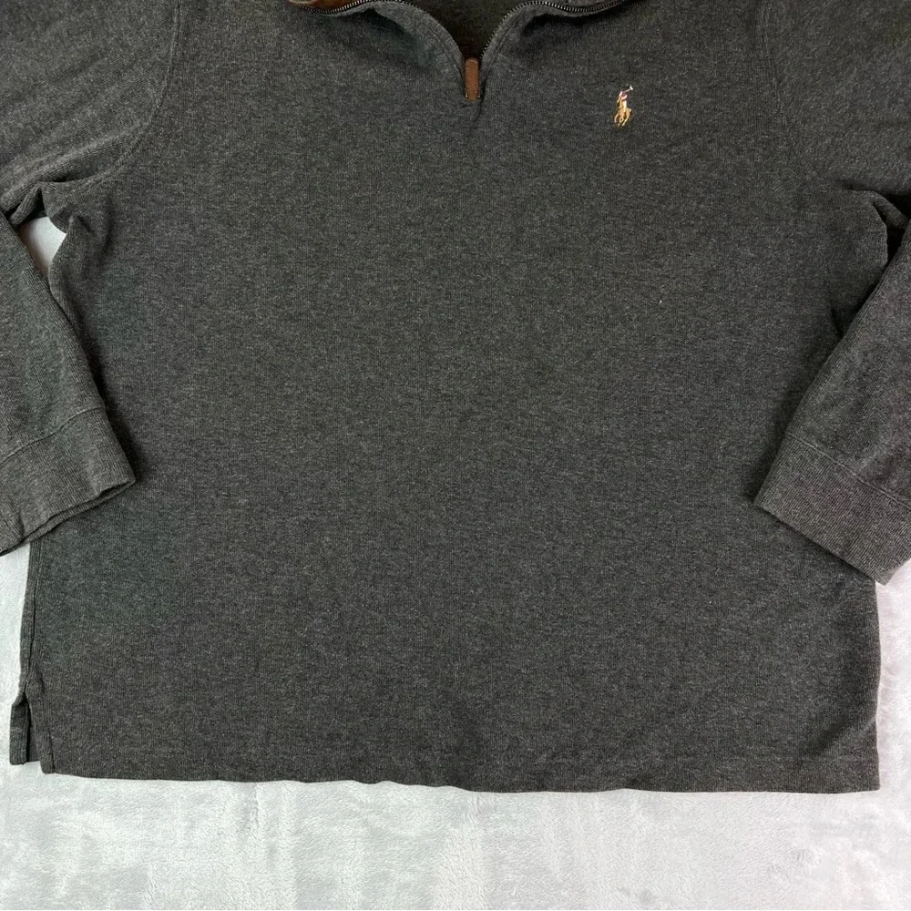 Polo Ralph Lauren Estate Rib Size XL Sweater Dark Gray 1/4 Zip Knitted‎ Pullover